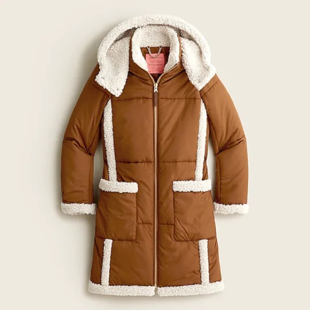 J. Crew Snowday Primaloft Sherpa Puffer Coat Jacket Size Medium Winter Jacket
